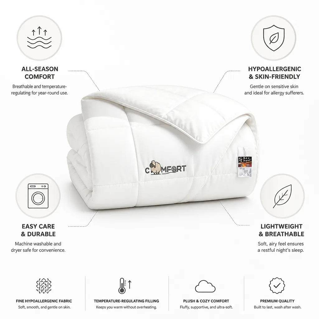 Duvet All-Season & Hypoallergenic Temperature-Regulating 78 x 90 In