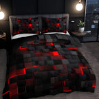 Duvet Cover Set 3D Grid Breathable Microfiber-Cotton