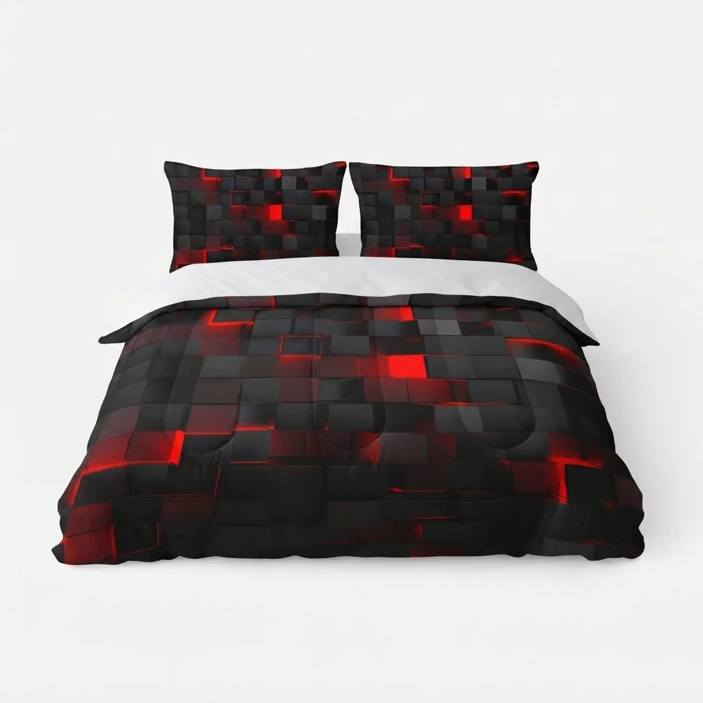 Duvet Cover Set 3D Grid Breathable Microfiber-Cotton