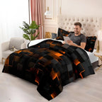 Duvet Cover Set 3D Grid Breathable Microfiber-Cotton