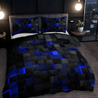 Duvet Cover Set 3D Grid Breathable Microfiber-Cotton