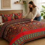 Duvet Cover Set Boho Geometric Polyester & Machine Washable
