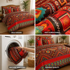 Duvet Cover Set Boho Geometric Polyester & Machine Washable