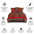 Duvet Cover Set Boho Geometric Polyester & Machine Washable