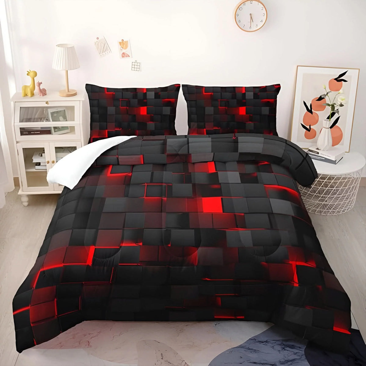 Duvet Cover Set Breathable Cotton Blend Geometric Print