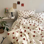 Duvet Cover Set Breathable Polyester & Subtle Heart Print