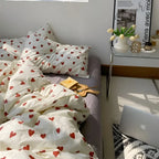 Duvet Cover Set Breathable Polyester & Subtle Heart Print