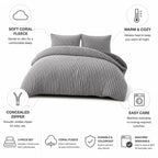 Duvet Cover Set Coral Fleece Includes Pillowcases Concealed Zipper