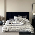 Duvet Cover Set Faux Fur High-Pile Fine Striped Plush