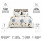 Duvet Cover Set Floral Print Breathable Microfiber
