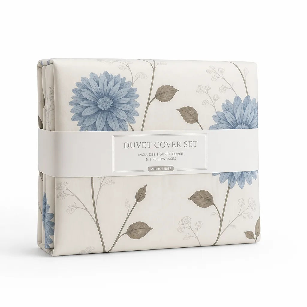 Duvet Cover Set Floral Print Breathable Microfiber