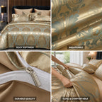 Duvet Cover Set Satin Jacquard Breathable Rayon