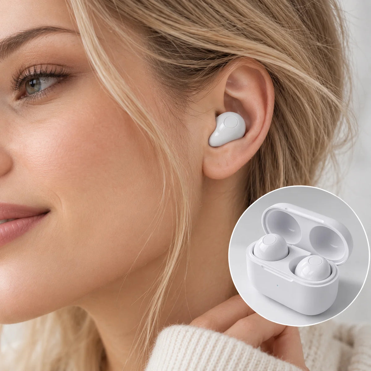 Earbuds Mini Invisible Bluetooth 5.3 Charging Case & Mic