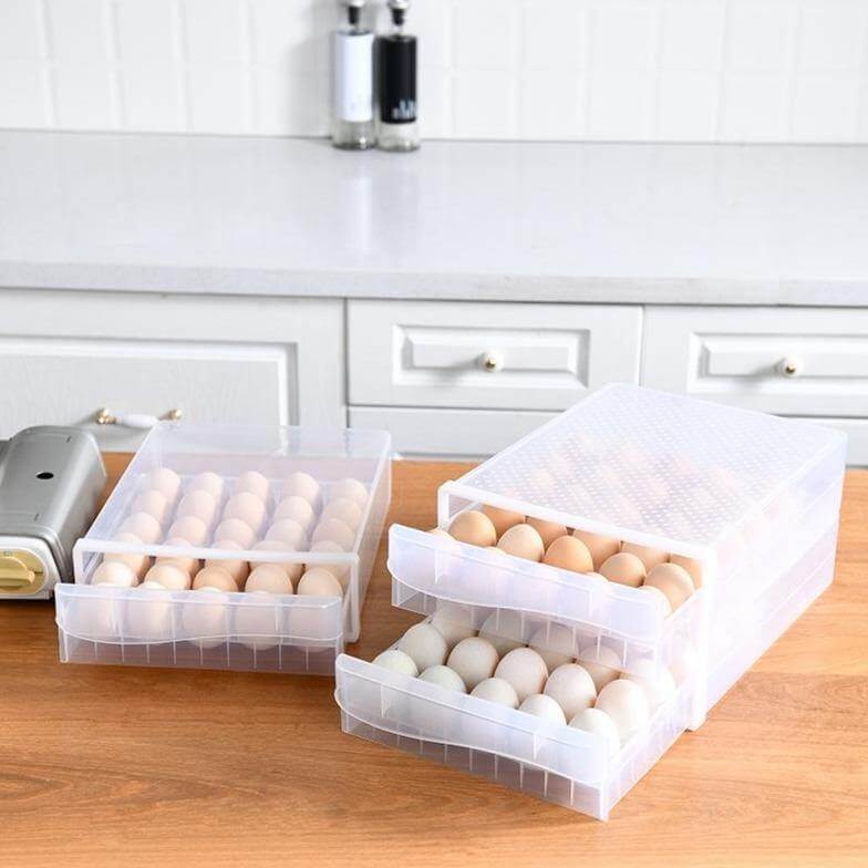 Egg Storage Container Transparent Stackable 60-Egg Capacity