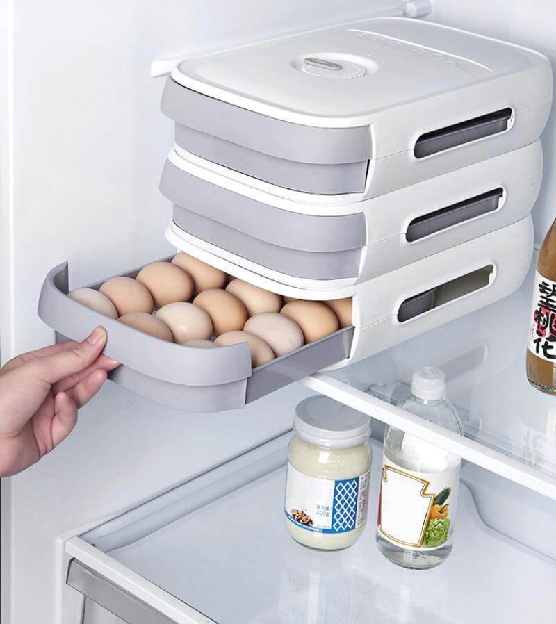 Egg Storage Drawer Stackable Clear Holds 18–21 Eggs