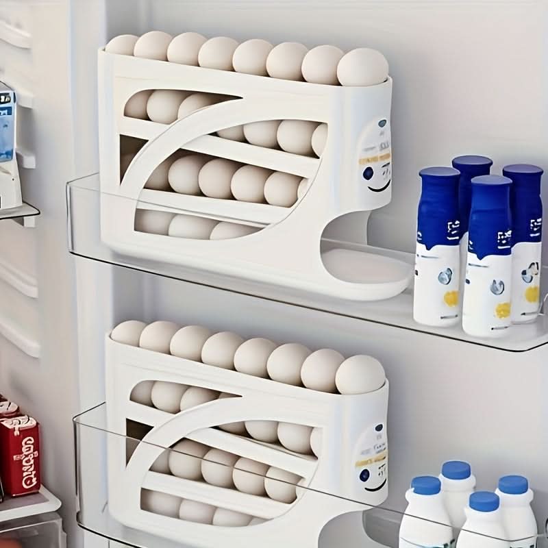 Egg Storage Organizer 4-Tier Automatic Rolling Space-Saving