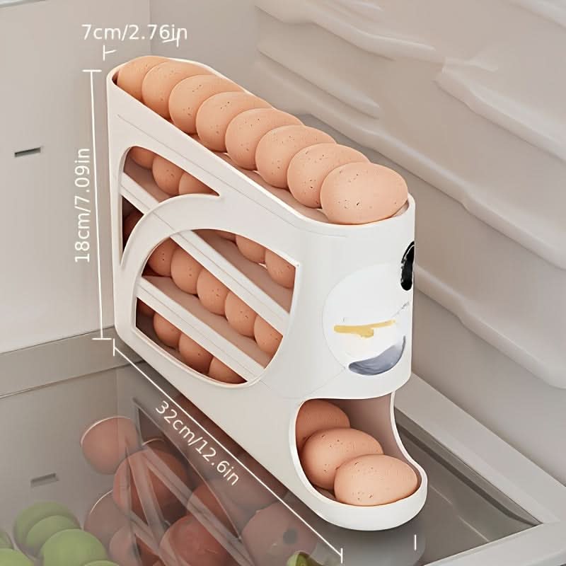 Egg Storage Organizer 4-Tier Automatic Rolling Space-Saving