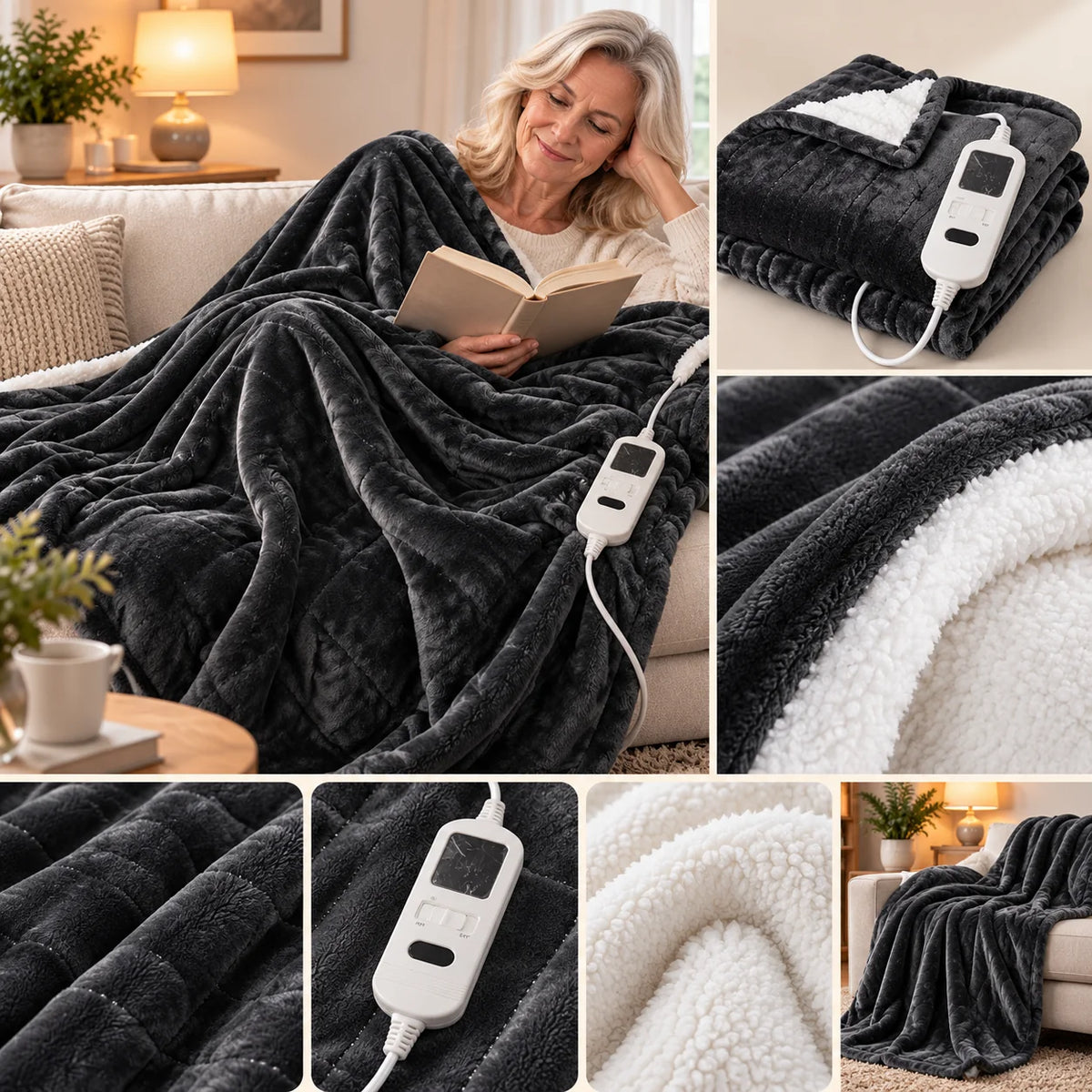 Electric Blanket Flannel & Sherpa 9 Heat Settings