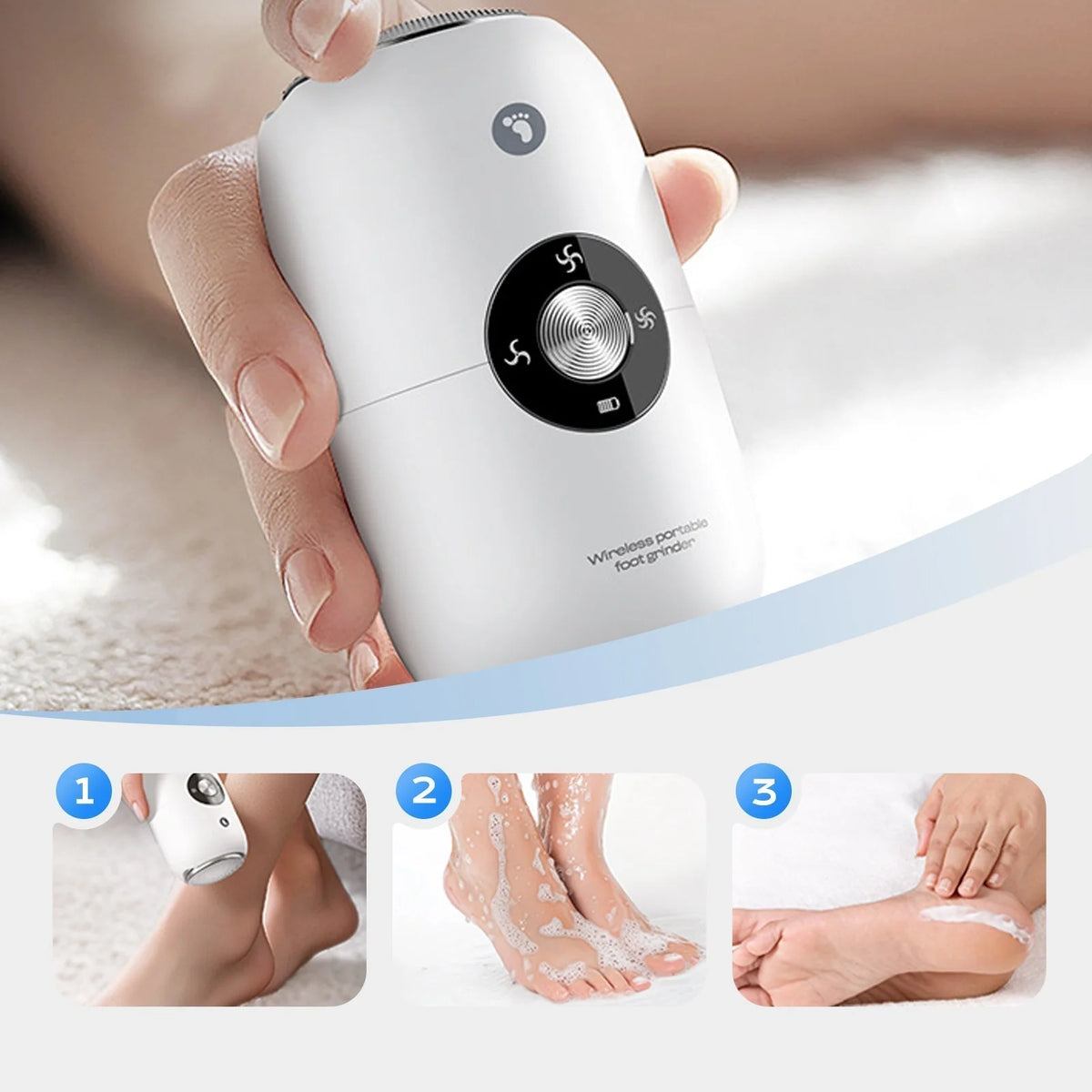 Electric Callus Remover 3-Speed Waterproof USB Rechargeable