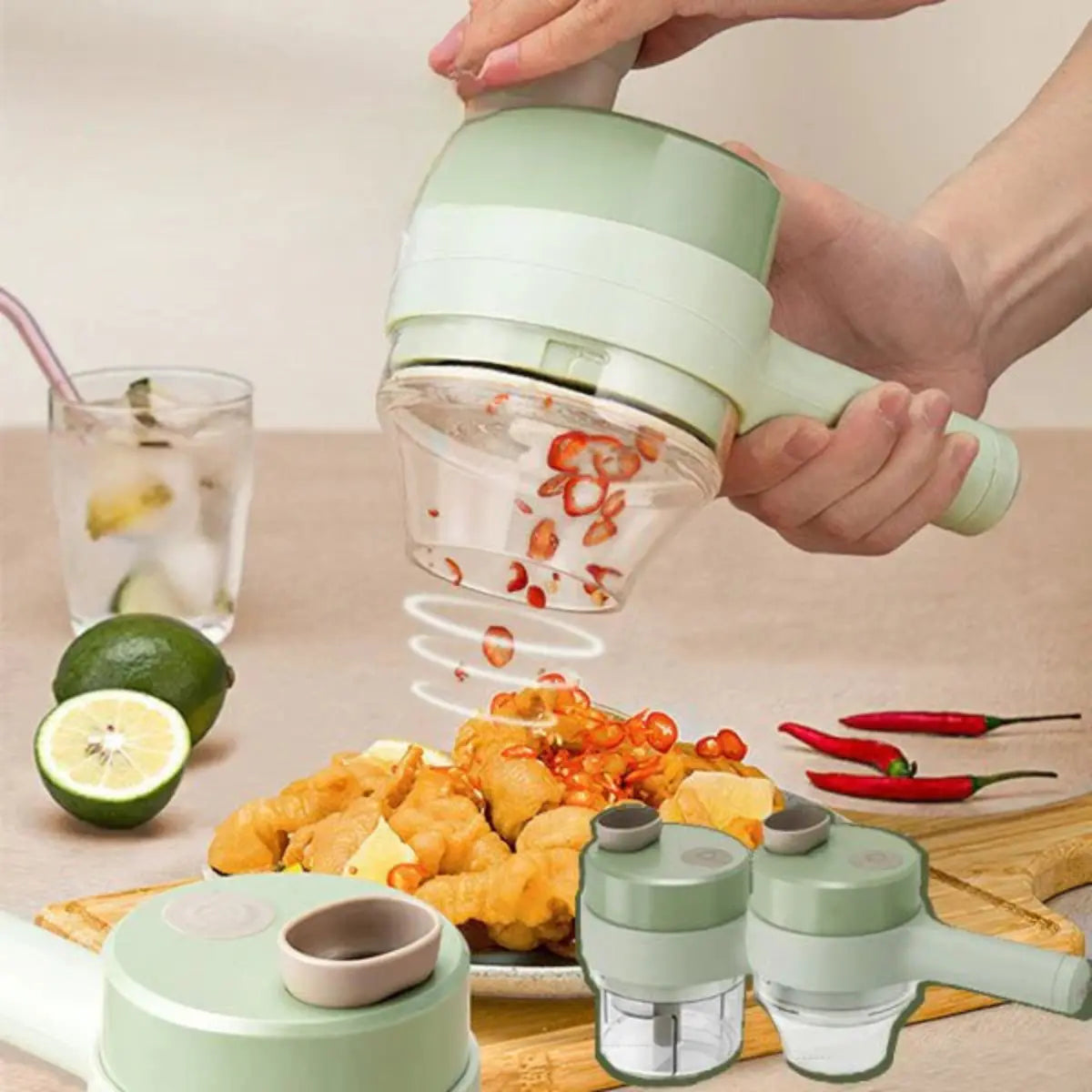 Electric Chopper 4-in-1 Cordless USB Rechargeable