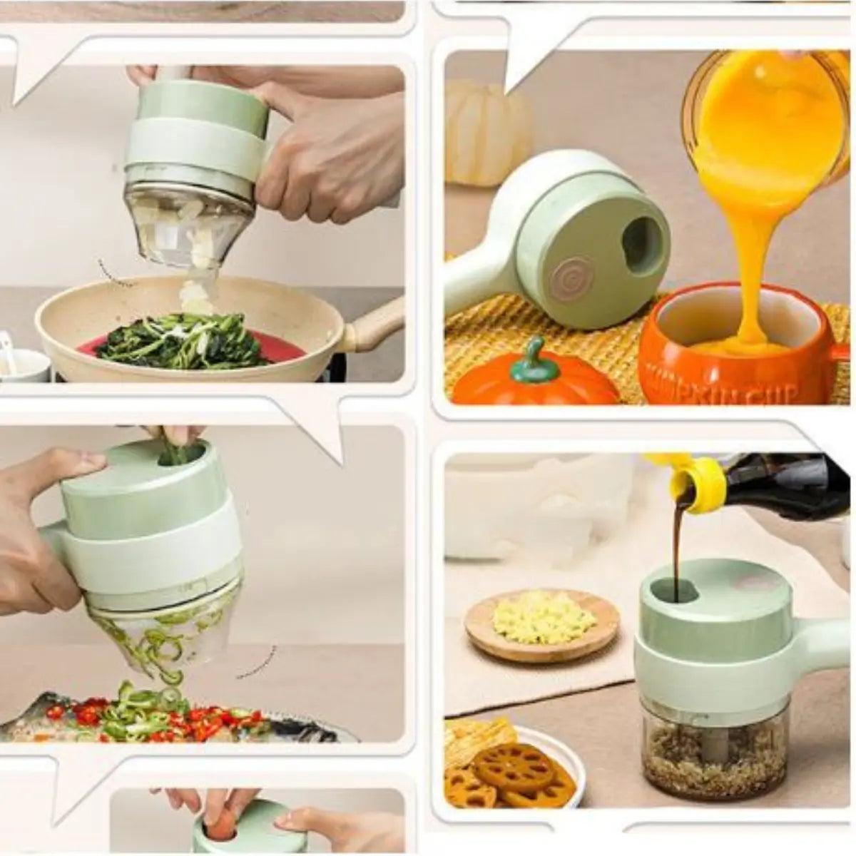 Electric Chopper 4-in-1 Cordless USB Rechargeable