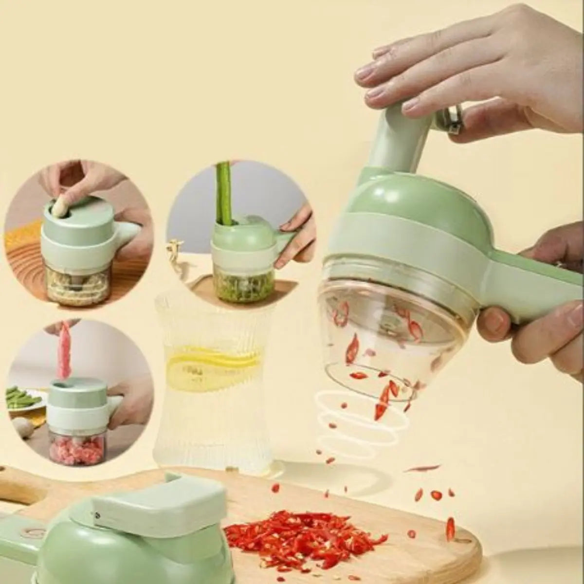 Electric Chopper 4-in-1 Cordless USB Rechargeable