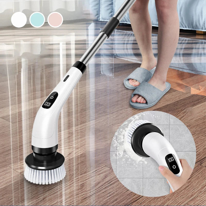 Electric Cleaning Brush Cordless Telescopic Handle Eight Attachments