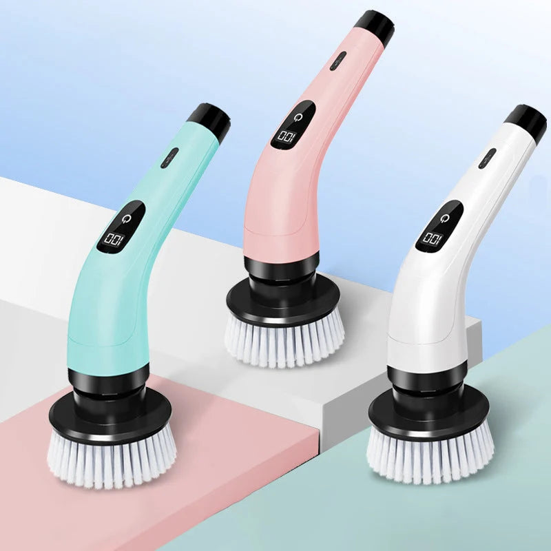 Electric Cleaning Brush Cordless Telescopic Handle Eight Attachments