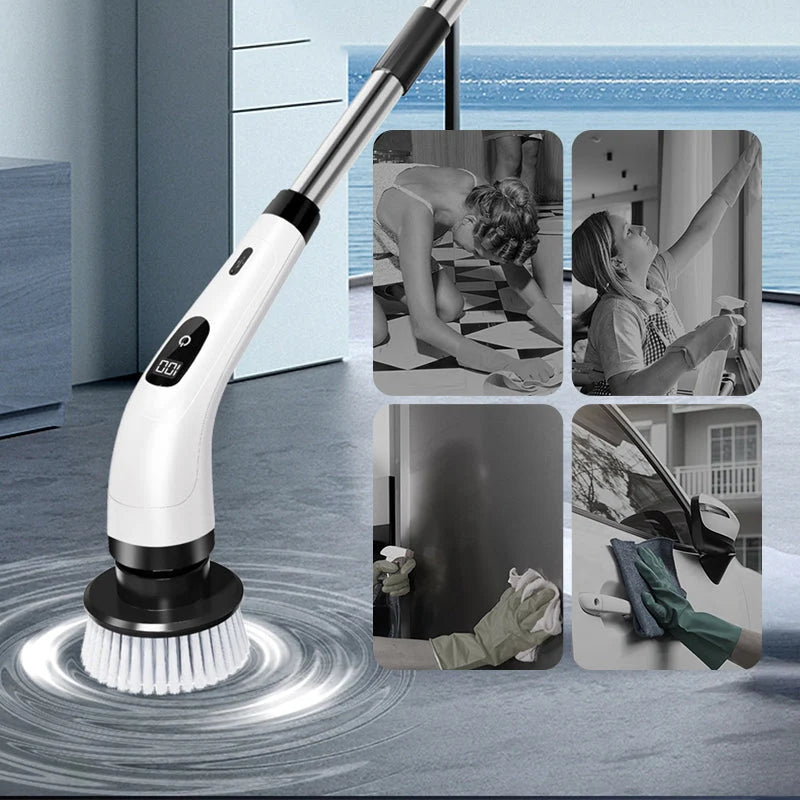 Electric Cleaning Brush Cordless Telescopic Handle Eight Attachments