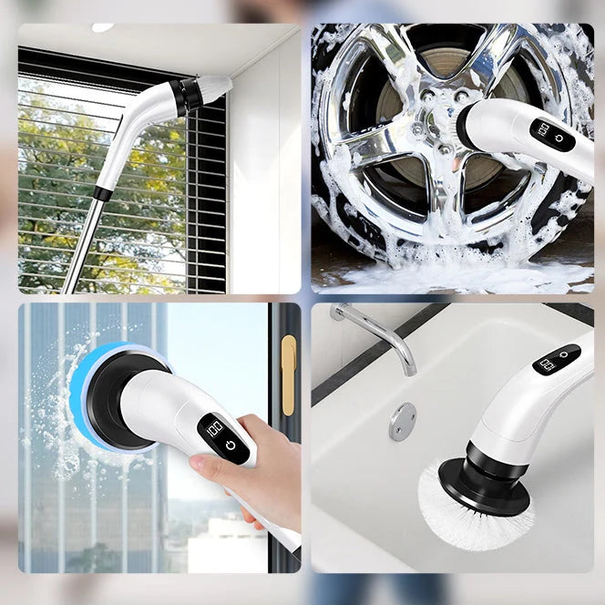 Electric Cleaning Brush Cordless Telescopic Handle Eight Attachments