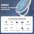 Electric Fly Swatter 3,500V UV Light USB Rechargeable