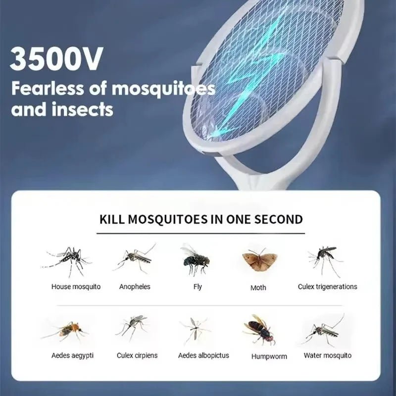 Electric Fly Swatter 3,500V UV Light USB Rechargeable