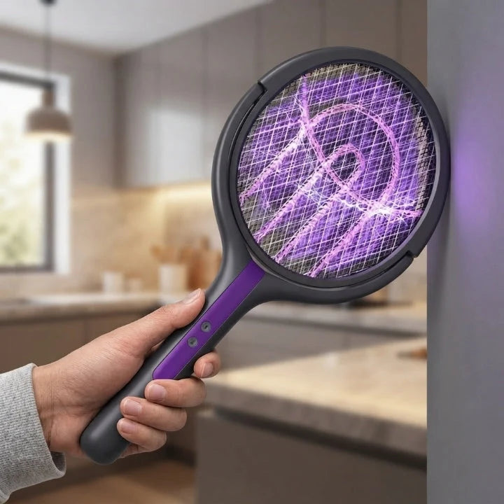 Electric Fly Swatter USB Rechargeable 5-Layer Safety Swivel Head