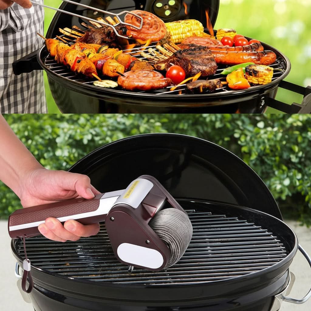 Electric Grill Brush Stainless Steel Roller Powered Cleaning