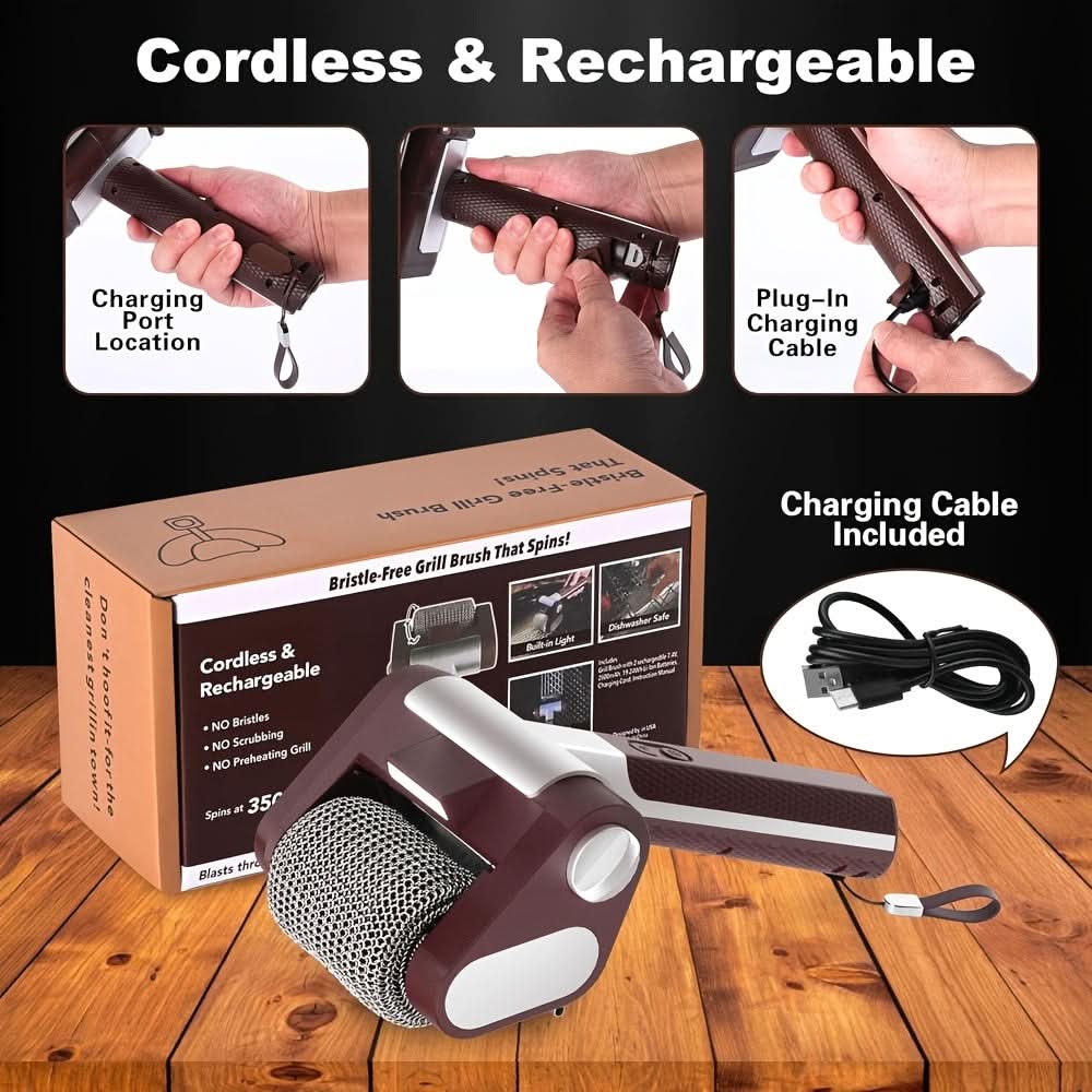Electric Grill Brush Stainless Steel Roller Powered Cleaning