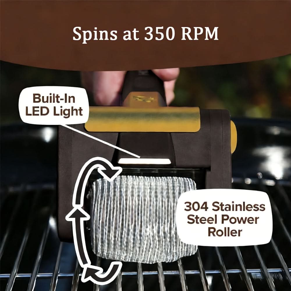 Electric Grill Brush Stainless Steel Roller Powered Cleaning