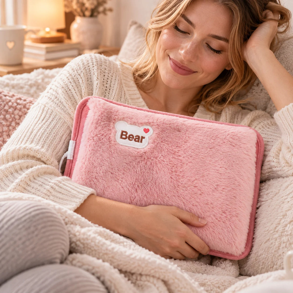 Electric Hot Water Bottle Plush Fast Heating & Auto Shut-Off