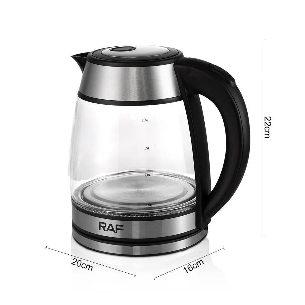 Electric Kettle Borosilicate Glass 2 L Auto Shutoff