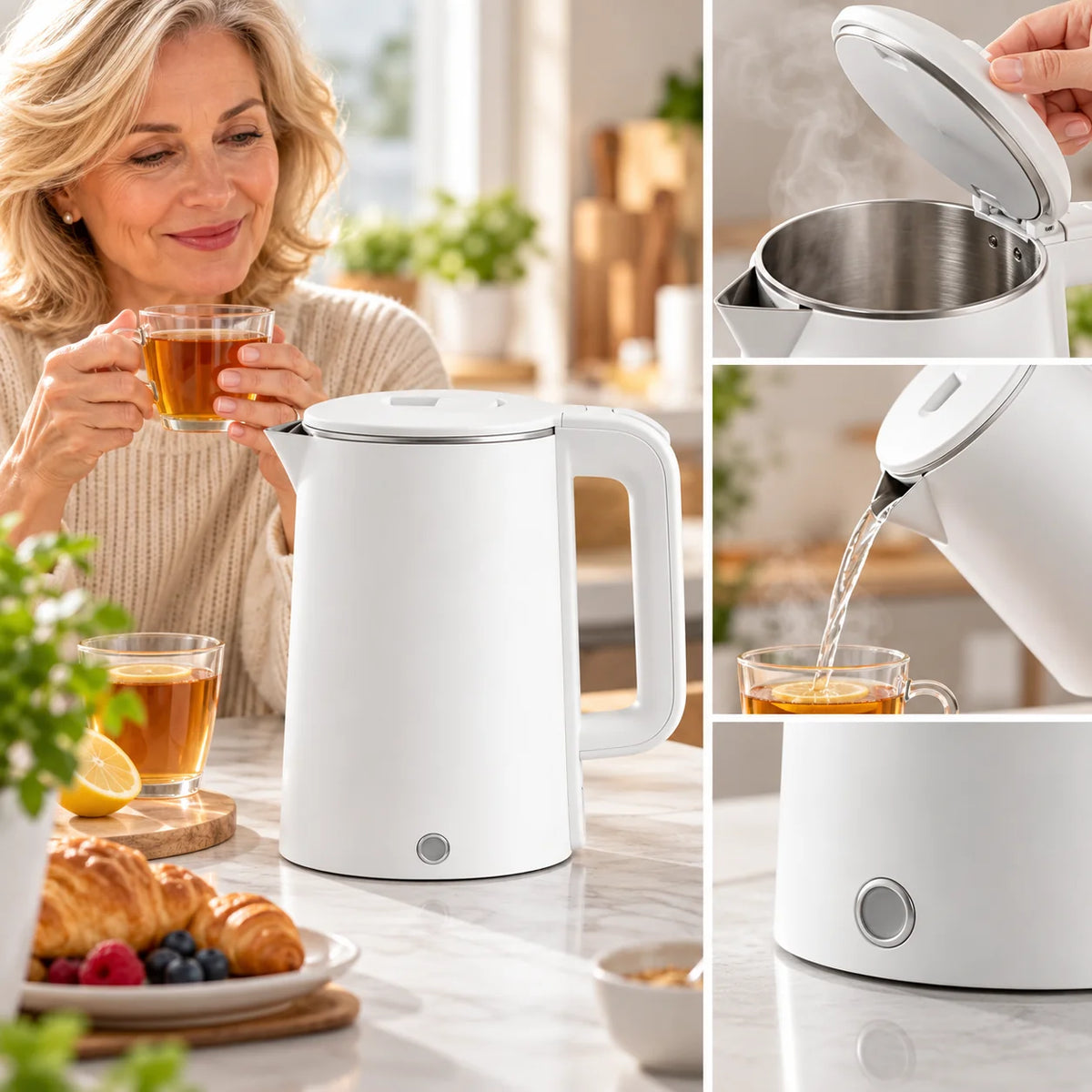Electric Kettle Temperature Control Stainless Steel & Scale Filter