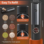 Electric Salt And Pepper Grinder Set USB-C Rechargeable Five Grind Settings