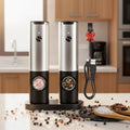 Electric Salt & Pepper Grinder Set Rechargeable Adjustable LED Lights