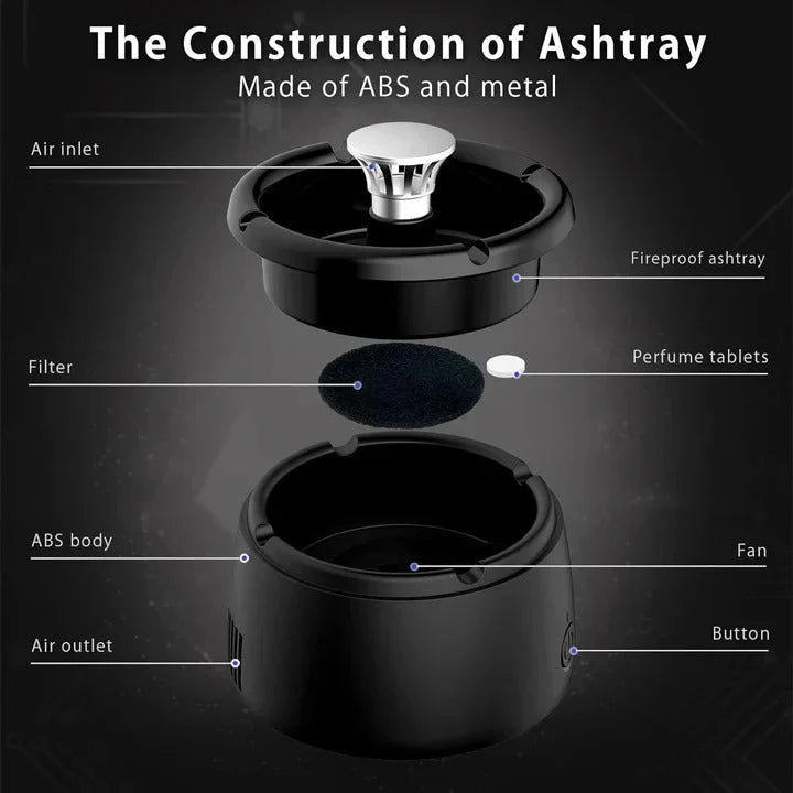Electric Smokeless Ashtray Activated Carbon Filter Rechargeable