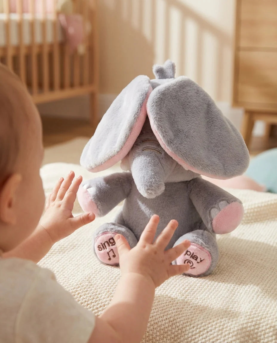 Elephant Plush Toy Interactive Peekaboo Ears & Sing-Along Modes