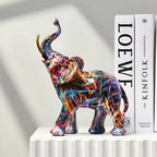 Elephant Statue Colorful Abstract Resin Tabletop Accent
