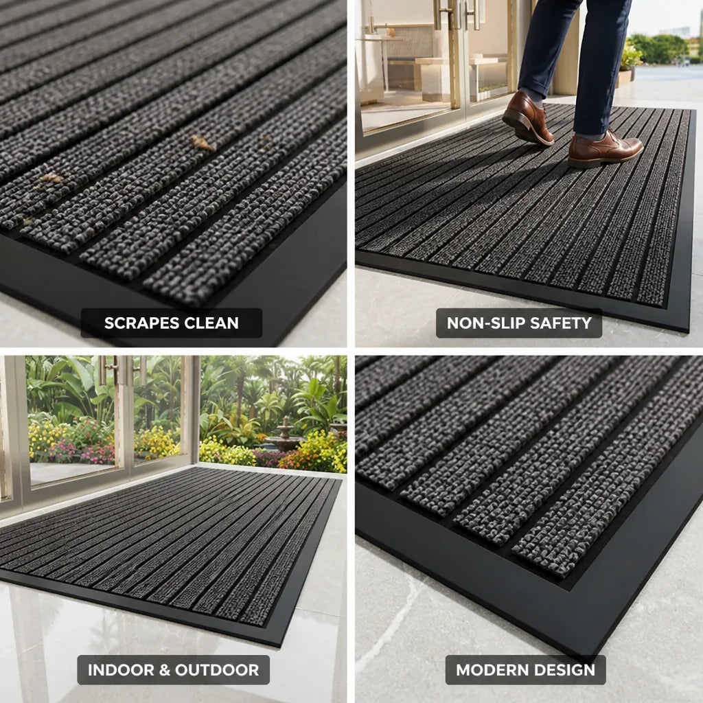 Entrance Mat Textured Dirt-Scraping Non-Slip Border