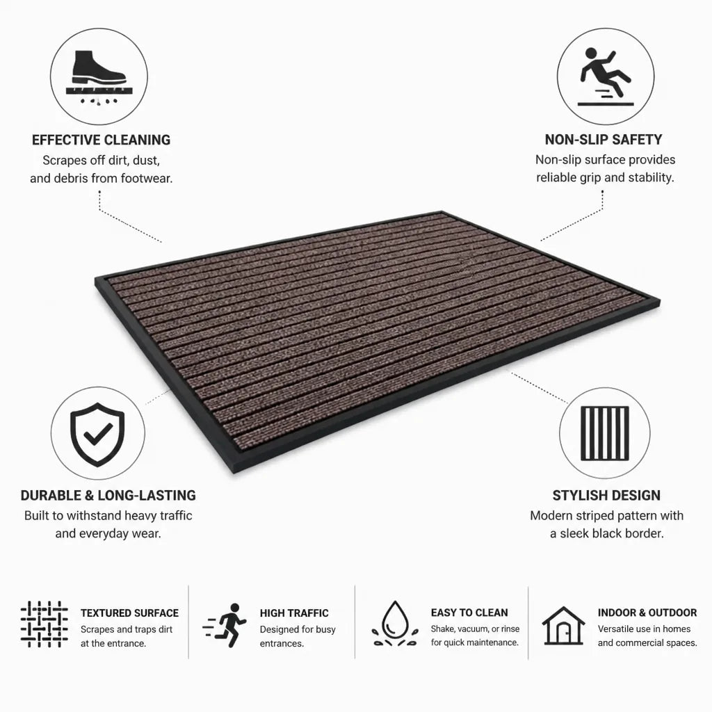 Entrance Mat Textured Dirt-Scraping Non-Slip Border