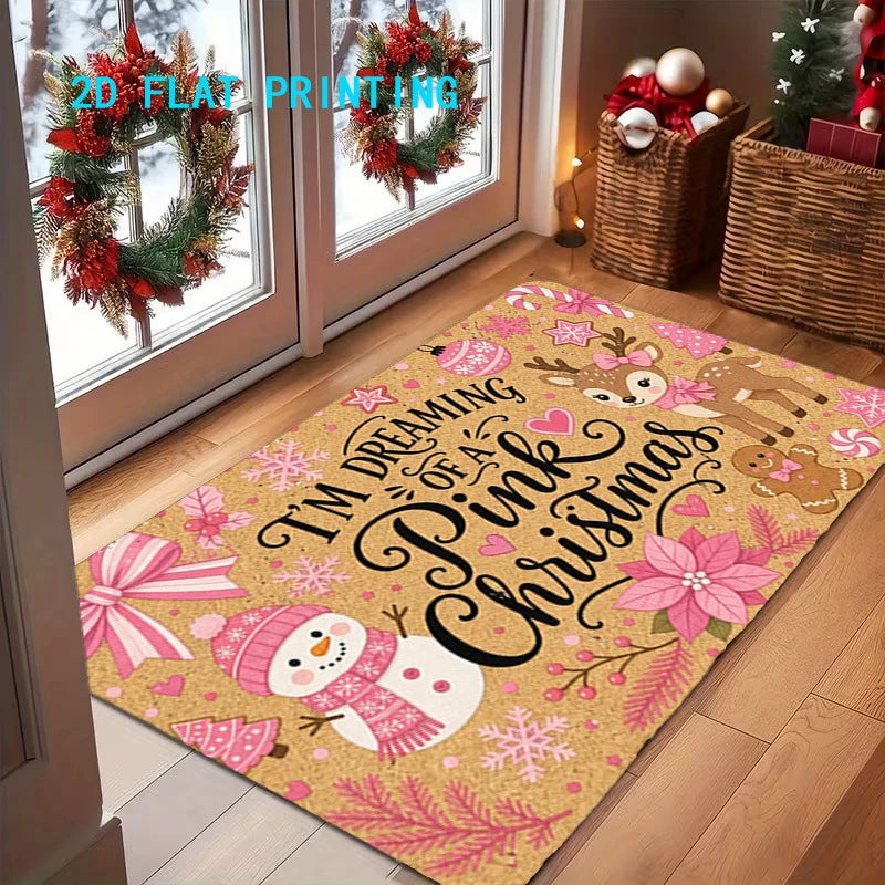 Entry Mat Christmas Gingerbread House Non-Slip Backing