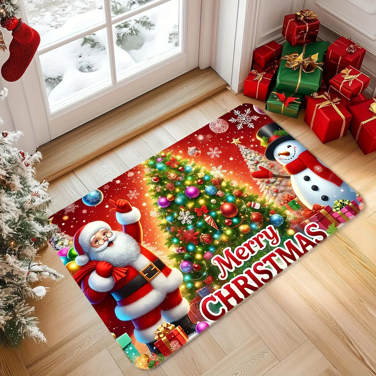 Entry Mat Christmas Gingerbread House Non-Slip Backing
