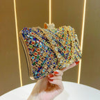 Evening Clutch Crystal Embellished Chain Strap Secure Closure