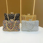 Evening Clutch Crystal Embellished Chain Strap Secure Closure